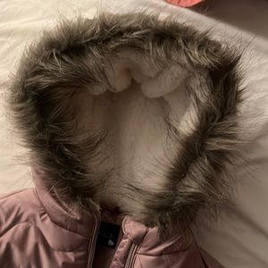 rothschild coat purple , fur hood. (brand new , never worn)